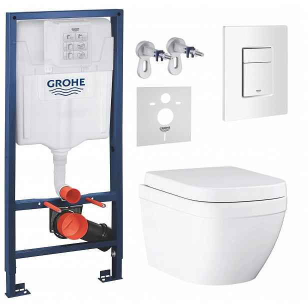 7v1 Wc Podomítkový Set, Stelaz s Wc Mísou Grohe Euro Ceramic, Tlačítko
