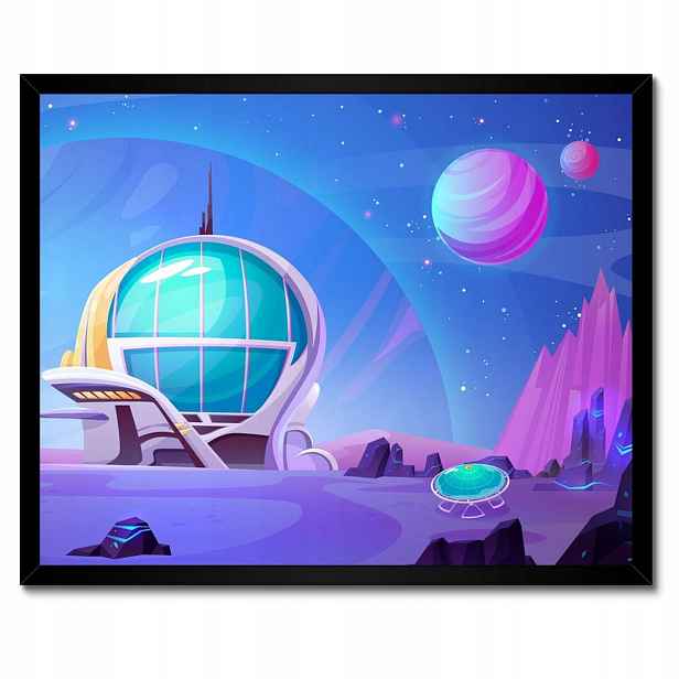 Plakáty v rámu 50x40 Vesmírné město na cizí planetě