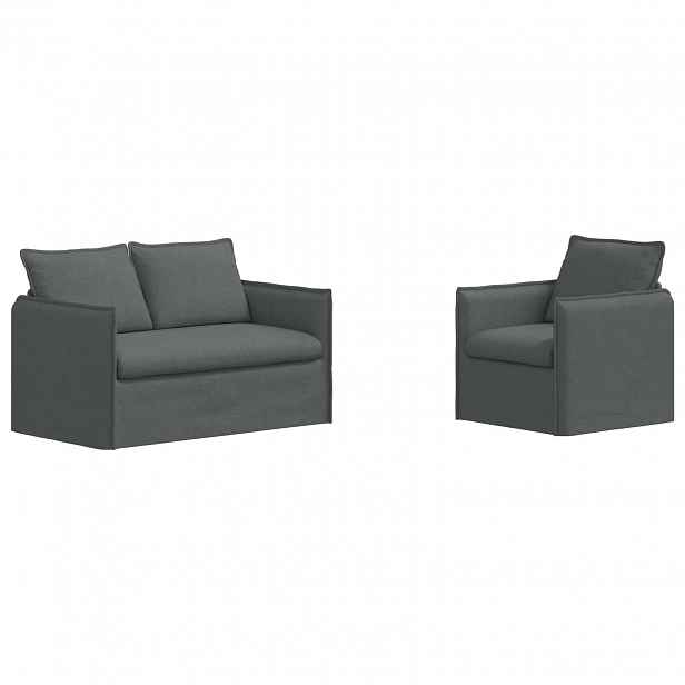 vidaXL Set pohovek 2 ks Tmavě šedá Textil