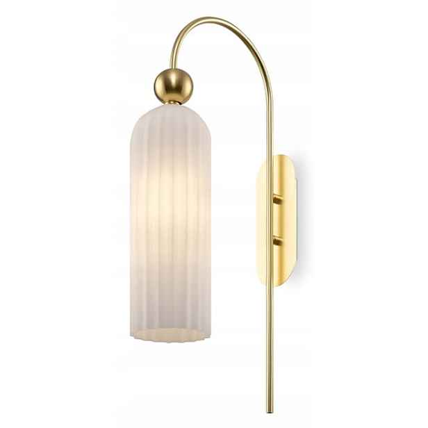 Campana nástěnné svítidlo 53 cm válcové sklo ryhované elegantní zlato