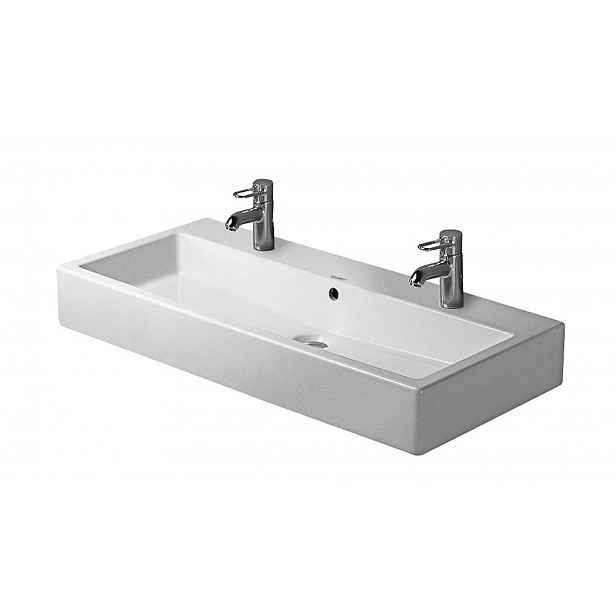 Duravit Vero - Dvojumyvadlo nábytkové 100x47 cm, s přepadem, 2 otvory pro baterie, bílá 0454100026