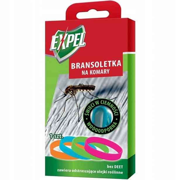Expel Odpuzující náramek proti komárům pro děti Svítící silikonový x8