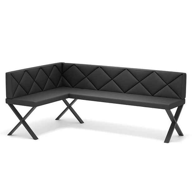 Idohome ROHOVÁ LAVICE VERO X levá ekokůže prošívaná, 128/168 cm, antracitová