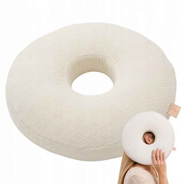 Mušelínová Polštář Donut do ucha Piercing proti bolesti ucha pro spaní na boku
