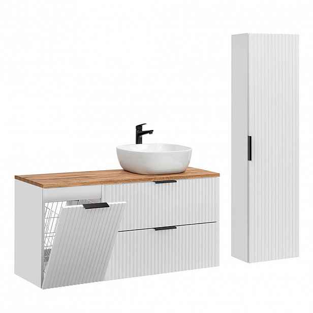 Petits-meubles KOUPELNOVÝ NÁBYTEK 120.8cm Adriel 2er-Set Bílá a dřevo