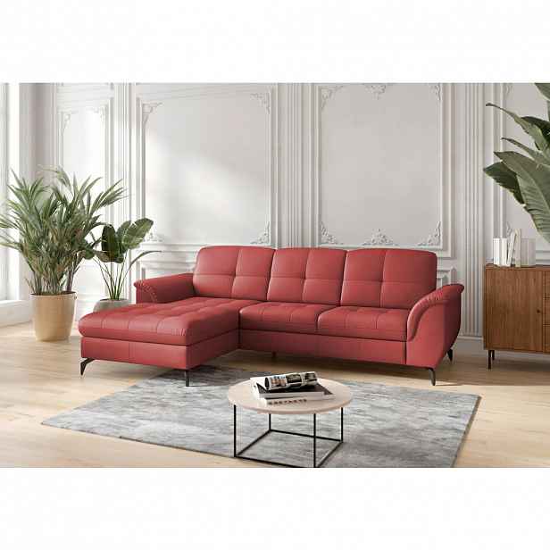 Sit & More ROHOVÁ SEDAČKA, kůže, textil, červená
