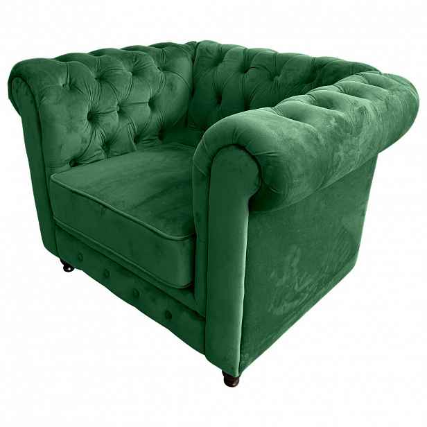 Xora KŘESLO CHESTERFIELD, textil, zelená, černá