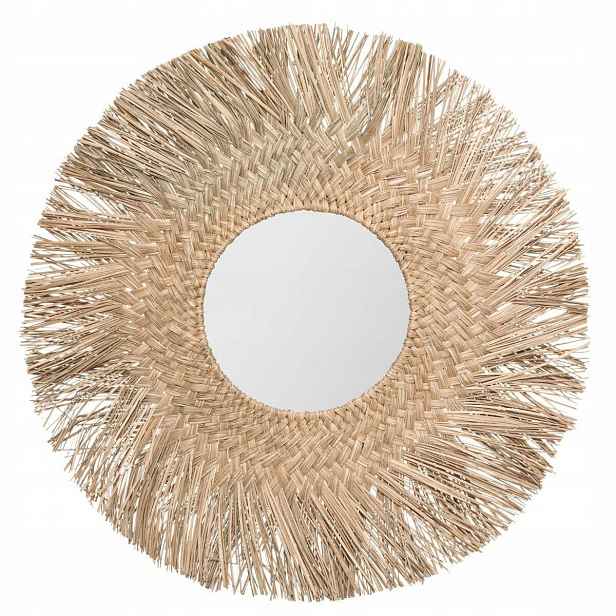 Zrcadlo Dekorativní Kulaté Pletené Boho Hnědé Nástěnné Tráva 80 CM