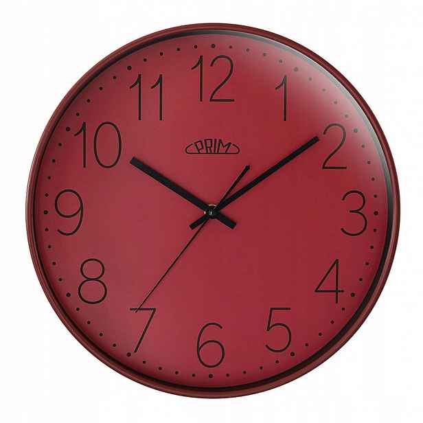 Červené Čitelné Kulatý Elegantní Nástěnné Hodiny Prim E01P.4272 35 cm