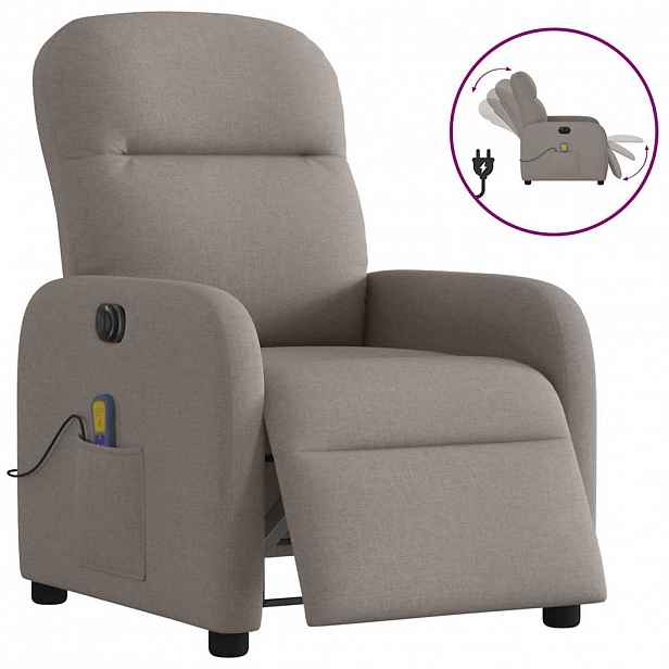 vidaXL Elektrické masážní polohovací křeslo taupe textil