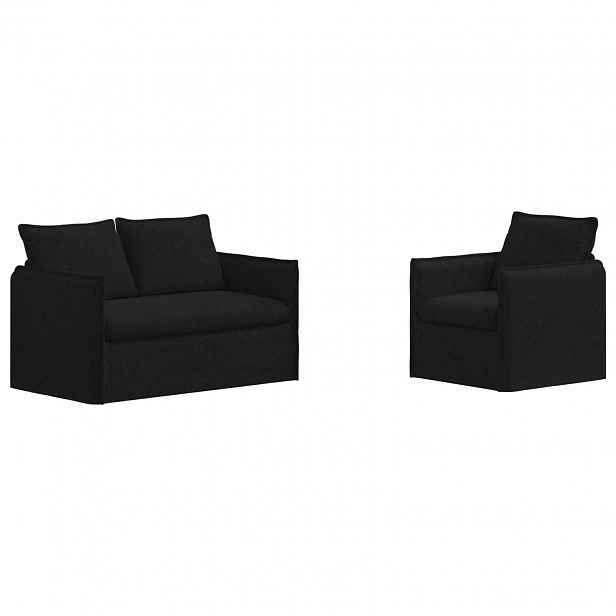 vidaXL Set pohovek 2 ks Černá Textil