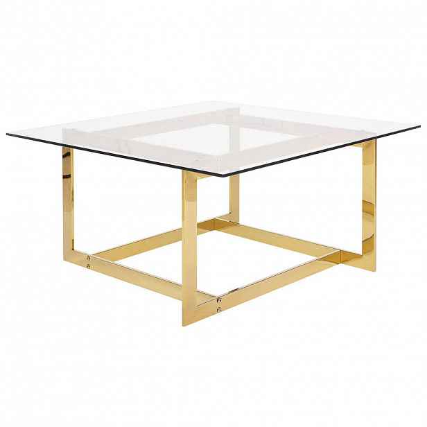 Beliani KONFERENČNÍ STOLEK Sklo zlatý čtvercový 80/80 cm Crystal