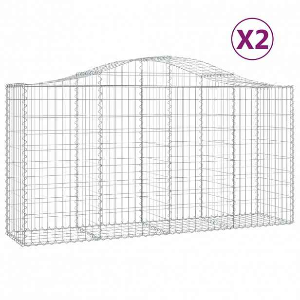 vidaXL Klenuté gabionové koše 2 ks 200x50x100/120cm pozinkované železo