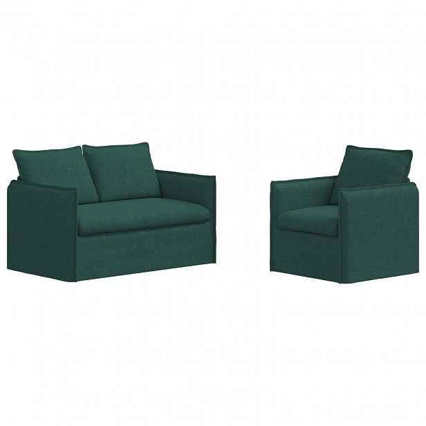 vidaXL Set pohovek 2 ks Tmavě zelená Textil