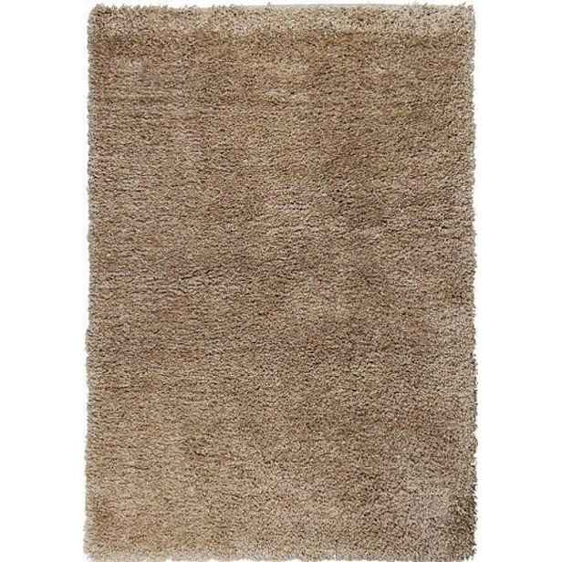 Béžový koberec do obývacího pokoje, silný koberec typu shaggy, jednobarevný vzor 80x150 cm