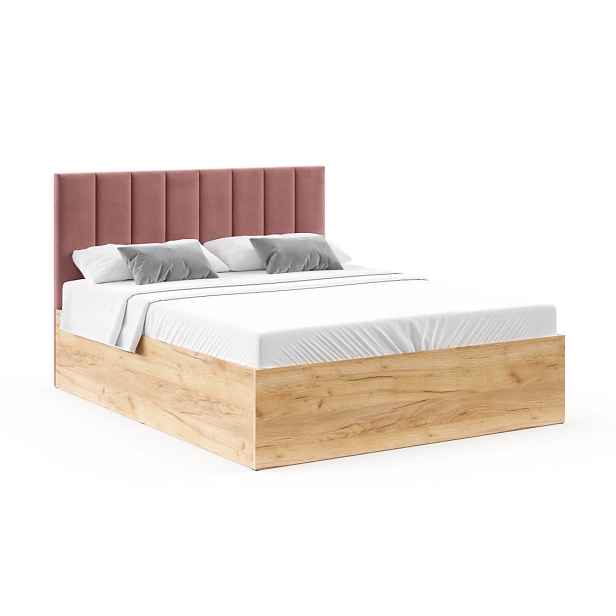FDM Postel Grenada se zvedacím roštem Paris lososová/dub craft, velikost 160x200