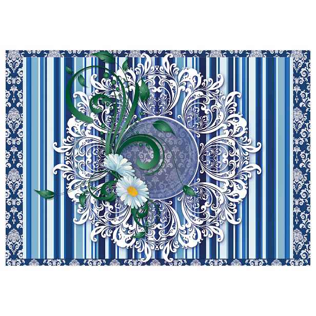 Fototapeta Květiny listy ornamenty v modré a bílé barvě vinyl 254x184 lepidlo