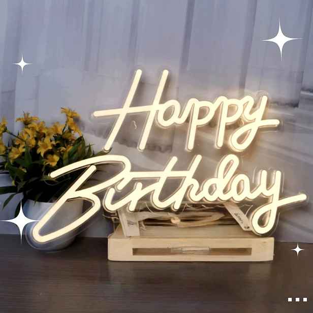 Neon Led Happy Birthday K Narozeninám Nápis Velký Dvojitý Na Usb Baterie
