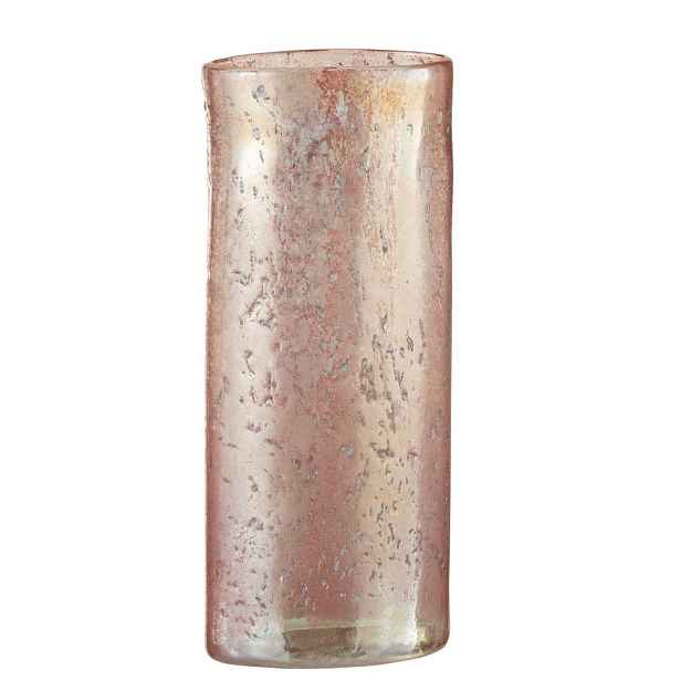 Tmavě růžová skleněná oválná váza Sianel - 13*9*30 cm J-Line by Jolipa