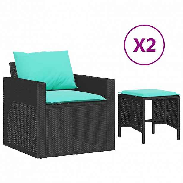 vidaXL 4dílná zahradní sedací souprava s poduškami černá polyratan