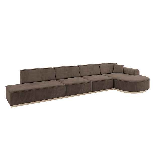 ALTDECOR ROHOVÁ SEDAČKA s otomanem, pravá ARRIO-L3 413x171x83 Hnědá Velur