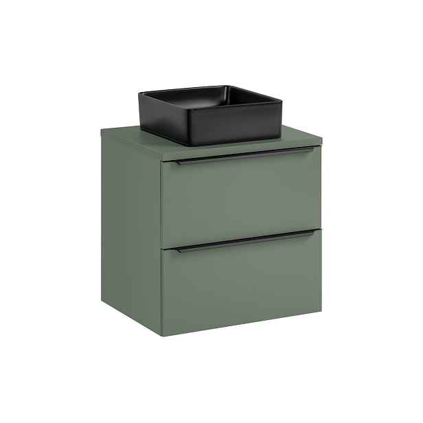 Comad Závěsná skříňka Sombra Green Slim s deskou a umyvadlem 60 cm reed green