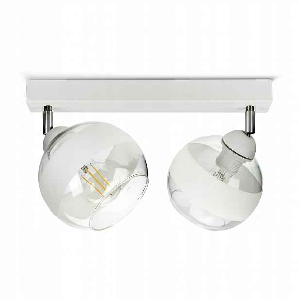 Závěsná stropní lampa Lustr Bílá Skleněné koule BG2 Bílý Led pás E27