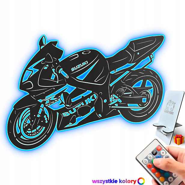 Dřevěný 3D obraz Suzuki Gsx-r 1000 Nástěnná Dekorace Noční Lampa Led XL