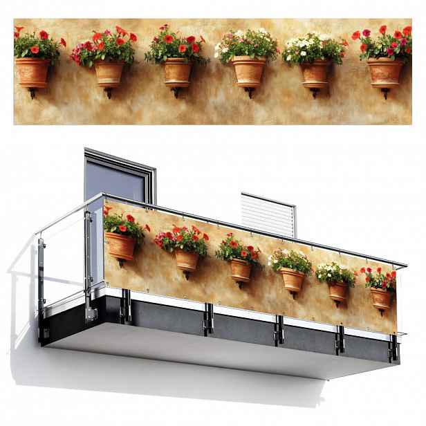 MuchoWow BALKONOVÁ ZÁSTĚNA Květináče - Nástěnné - Vintage 300x85 cm