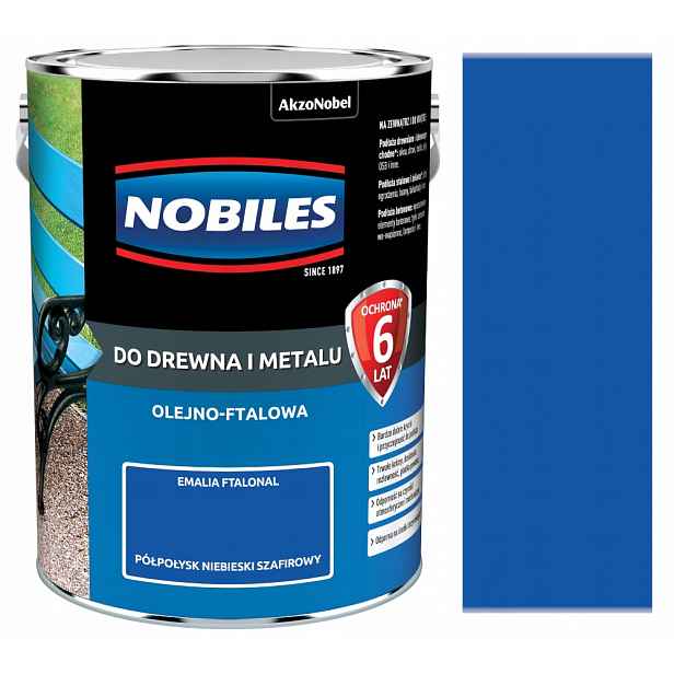 Nobiles Ftalonal Barva Na Dřevo A Kov 5L Pololesklá Modrá Safírová