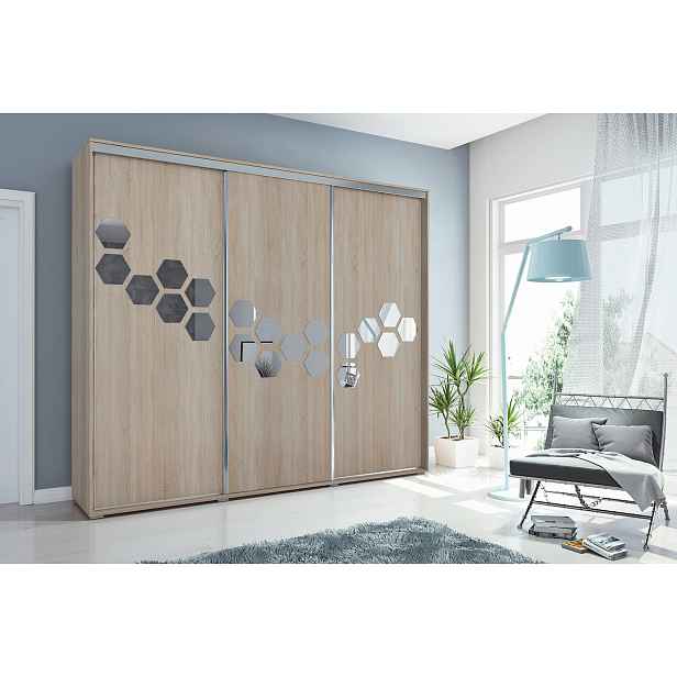 Šatní skříň Ska A23 XL Barva korpusu: Dub - sonoma, Rozměry: 250 cm, Dveře: Dub sonoma