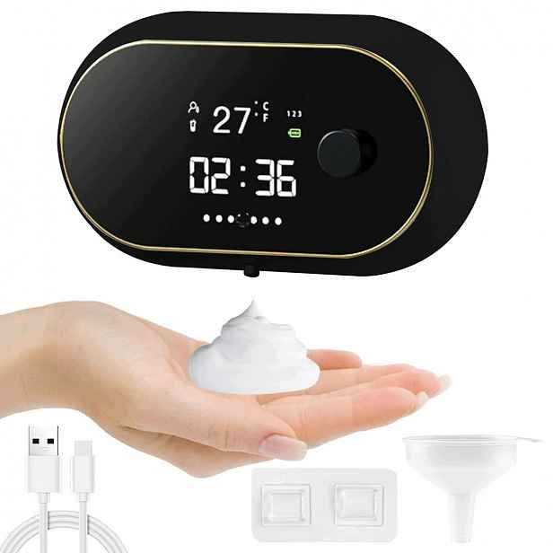 Premium Automatický Dávkovač pěny, časovač, teplota nabíjení přes Usb černý