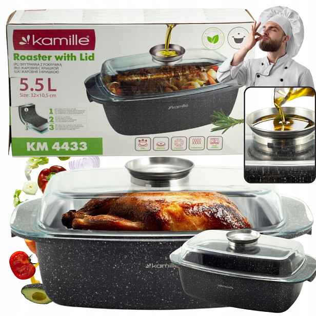 Robustní Pekáč Forma 5,5 L S Víkem Indukce Plyn Kamille