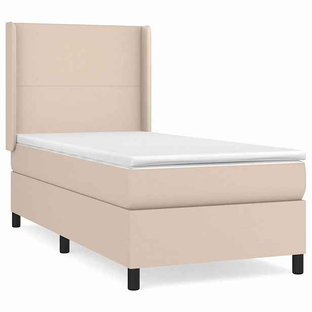 vidaXL Box spring postel s matrací cappuccino 90x200 cm umělá kůže