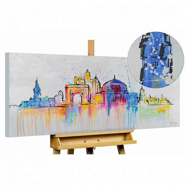 KUNSTLOFT RUČNĚ MALOVANÝ AKRYLOVÝ OBRAZ ŠEDÝ, 120/60 CM