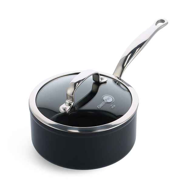 GreenPan Omáčník s nepřilnavým keramickým povrchem s poklicí Barcelona Pro, Ø 18 cm / 2,1 l, černá CC005331-001