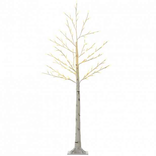 HOMCOM 150 cm světelný strom, bříza se 120 teplými bílými LED diodami, 3 stupně jasu, IP44