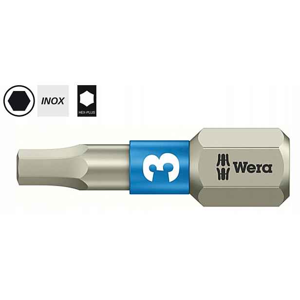 Nerezový imbusový bit 3 mm x 25 mm 1/4" Hex-Plus Inox 3840/1 Ts 071073 Wera