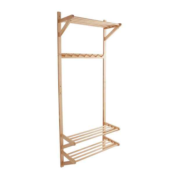 Předsíňová sestava z borovicového dřeva ve světle přírodní barvě 75x190x32 cm Cole – Jotex