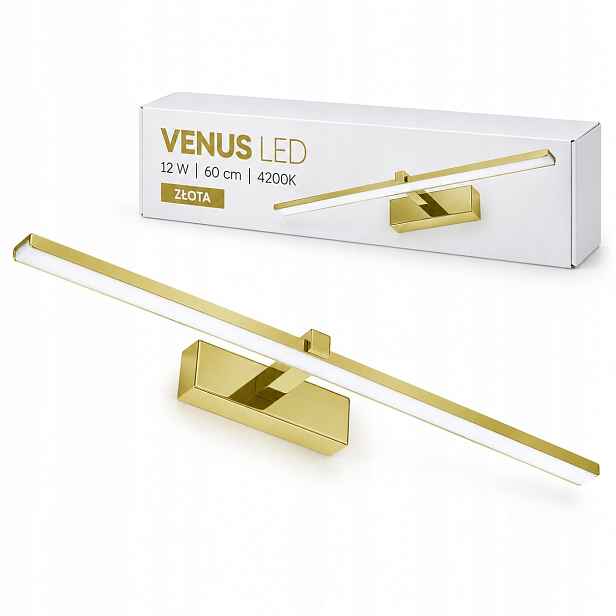 Venus 60 cm Led nástěnné svítidlo 12W zlaté pro kadeřnický salon 4200K 840lm