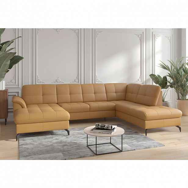 Sit & More SEDACÍ SOUPRAVA, textil, kůže, curry žlutá