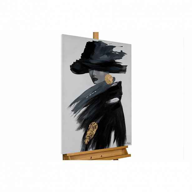 KUNSTLOFT RUČNĚ MALOVANÝ AKRYLOVÝ OBRAZ ČERNÝ, 60/90 CM