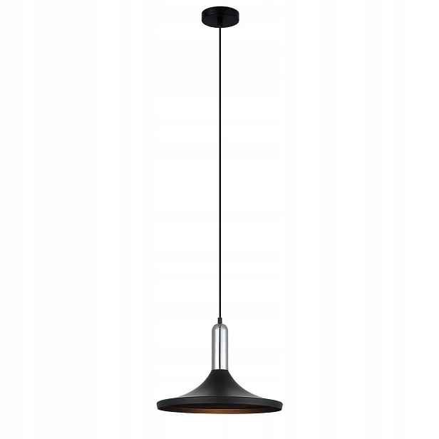 Moderní závěsná lampa Italux Lusty černá se stříbrným E27 60W IP20