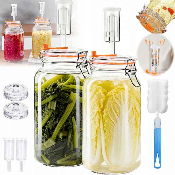 2 X Sklenice 2 L Na Kimchi, Kysané Zelí A Chilli Omáčku