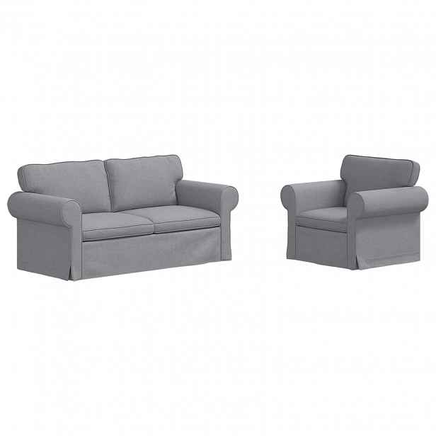 vidaXL Set pohovek 2 ks Světle šedá textil