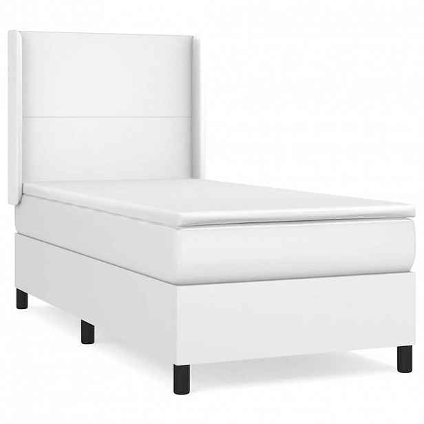 vidaXL Box spring postel s matrací bílá 100x200 cm umělá kůže