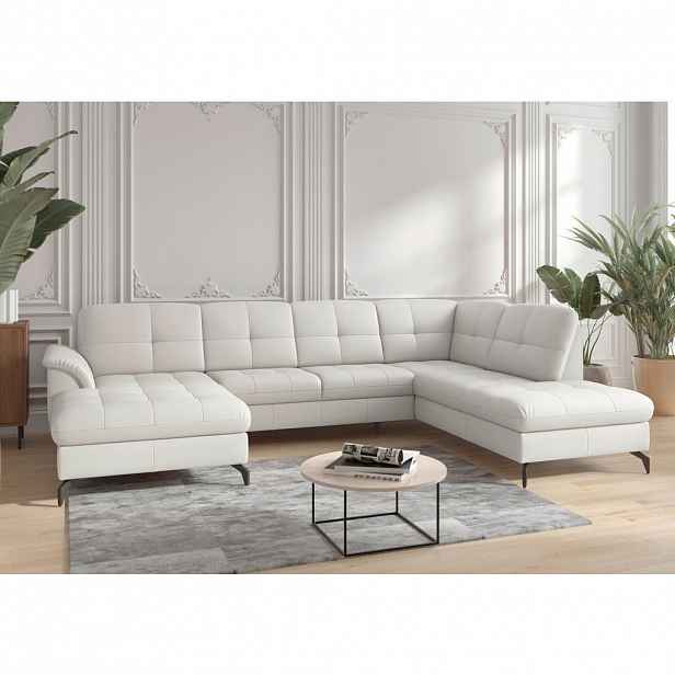 Sit & More SEDACÍ SOUPRAVA, textil, kůže, bílá