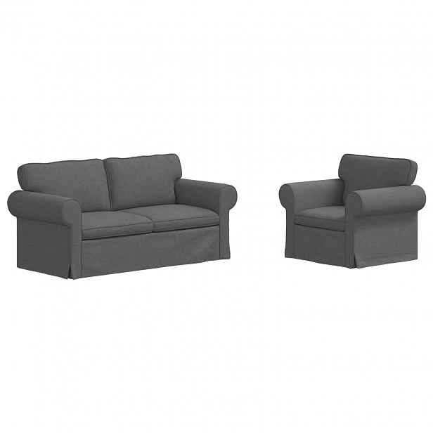 vidaXL Set pohovek 2 ks Tmavě šedá textil