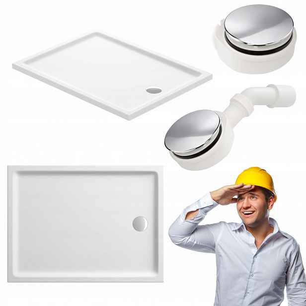 Cersanit Obdélníková sprchová vanička z akrylového nízkého akrylátu Tako 100x80x4 sifon
