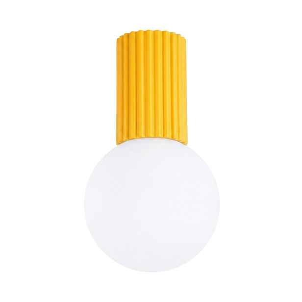 Sollux Lighting Halo žlutá stropní svítidlo s rýhovanou skleněnou koulí G9 IP44